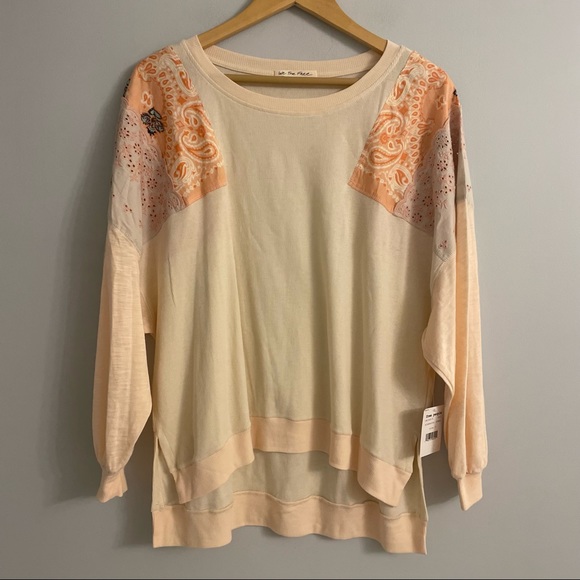 NWT We The Free Feelin It Pink Slouchy Patchwork Pullover Long Sleeve Top - Picture 3 of 9